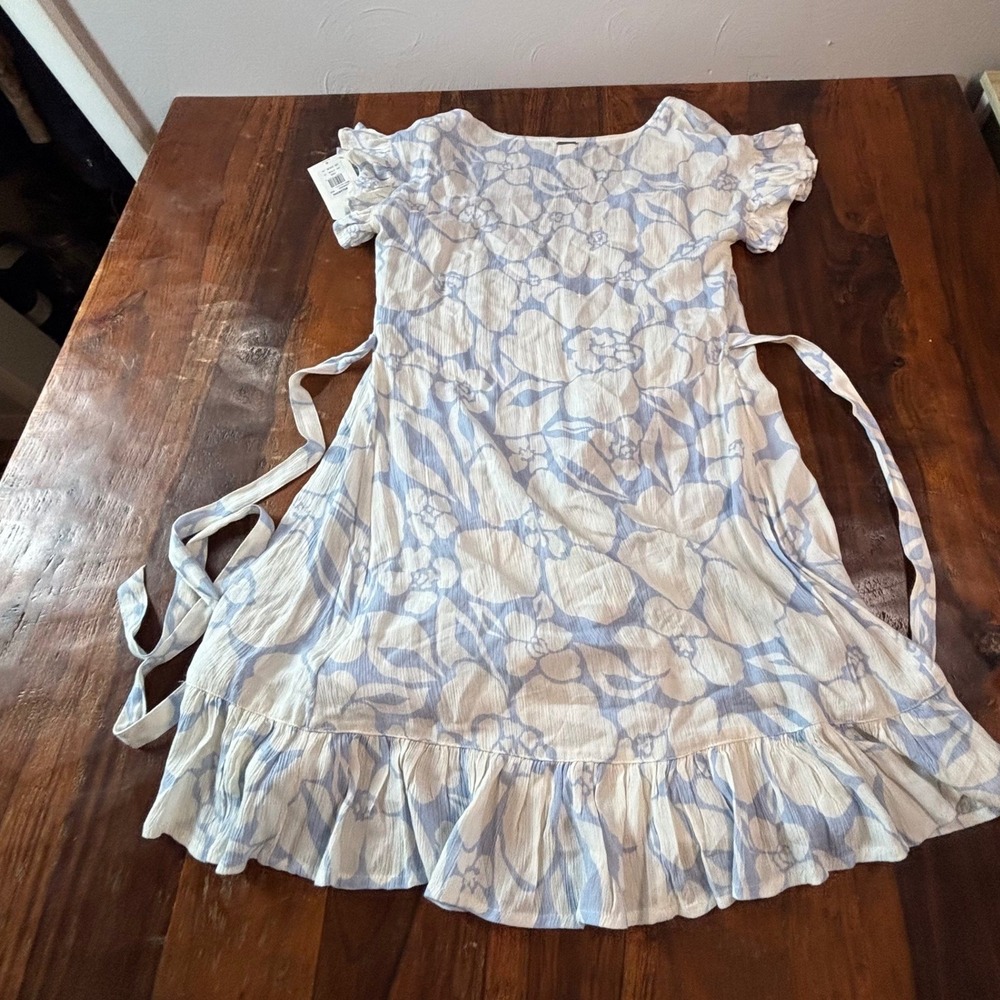 Billabong Wrap and Roll Floral Mini Dress Blue White Ruffle XS ABJWD00247 - Picture 12 of 12